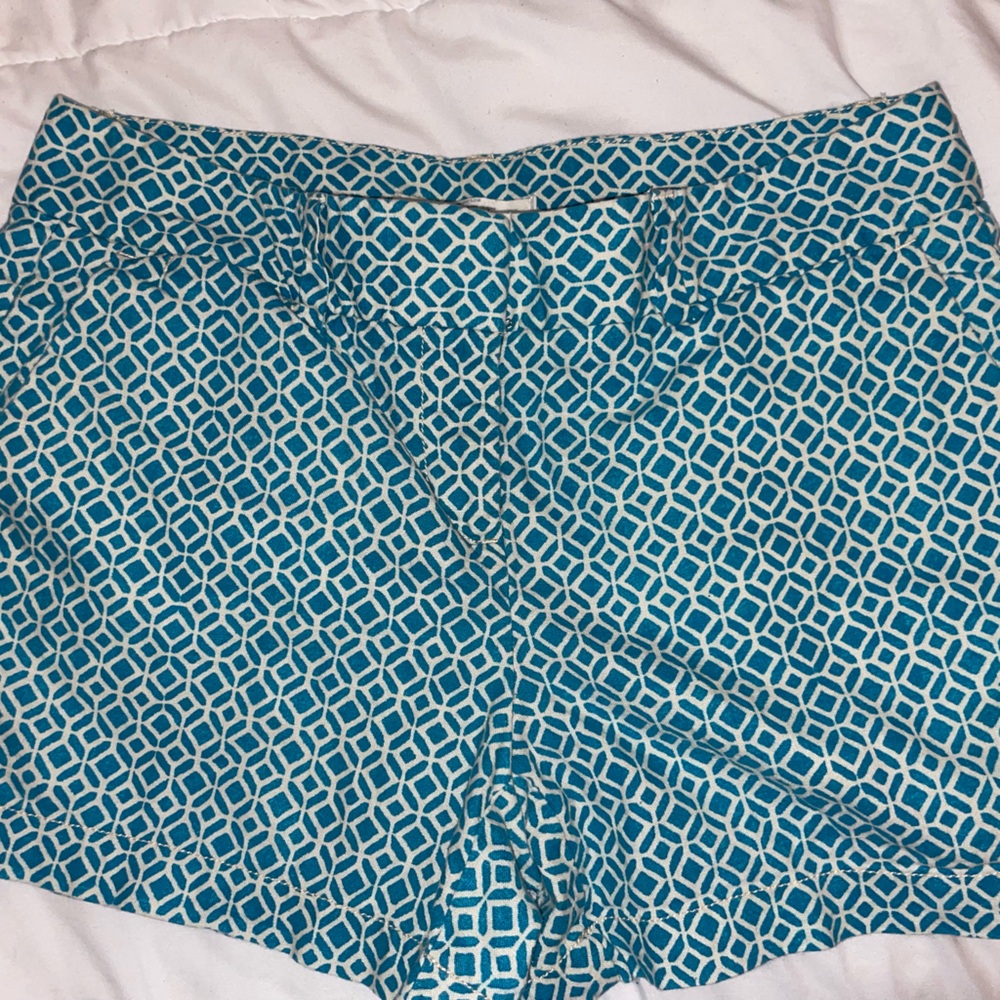 LOFT Teal and White Patterned Shorts